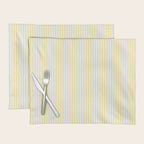 Fine Stripes Narrow Vertical Stripe Pattern in Light Butter Yellow and White Placemat Gallery Image 1