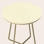 Fine Stripes Narrow Vertical Stripe Pattern in Light Butter Yellow and White Side Table Gallery Image 2