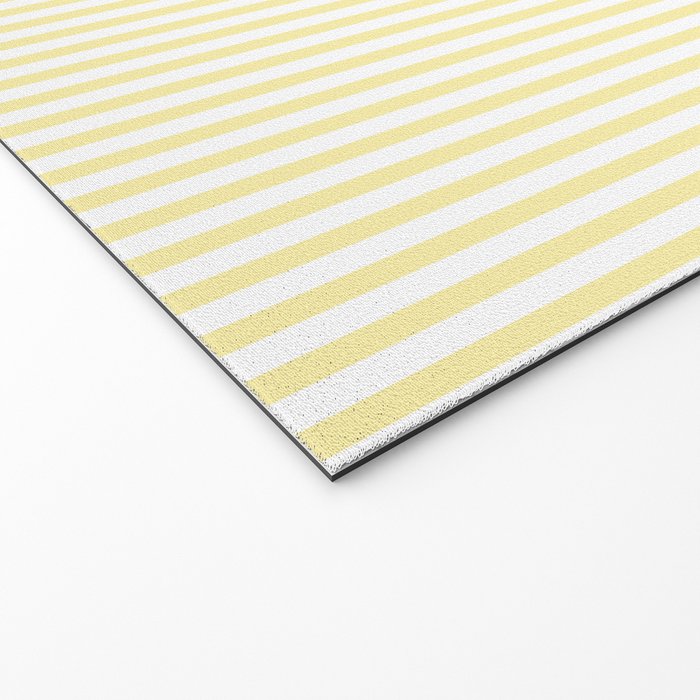 Fine Stripes Narrow Vertical Stripe Pattern in Light Butter Yellow and White Welcome Mat Gallery Image 2