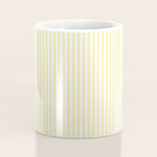 Fine Stripes Narrow Vertical Stripe Pattern in Light Butter Yellow and White Coffee Mug Gallery Image 4