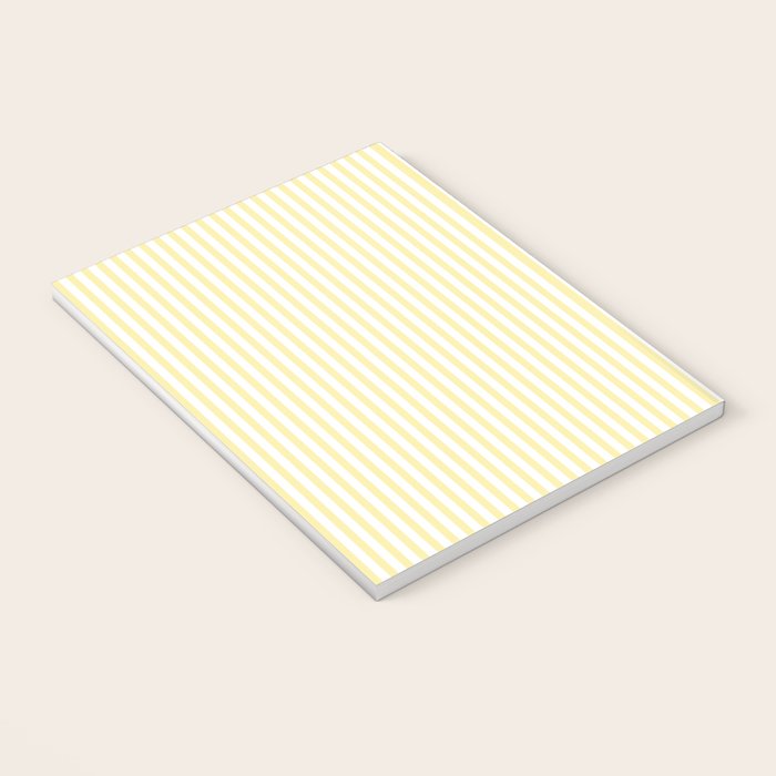 Fine Stripes Narrow Vertical Stripe Pattern in Light Butter Yellow and White Notebook Gallery Image 3