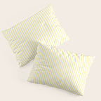 Fine Stripes Narrow Vertical Stripe Pattern in Light Butter Yellow and White Pillow Sham Gallery Image 3
