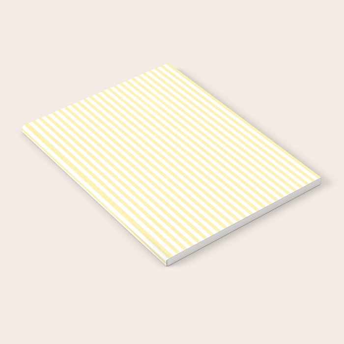 Fine Stripes Narrow Vertical Stripe Pattern in Light Butter Yellow and White Notebook Gallery Image 1