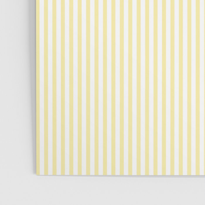 Fine Stripes Narrow Vertical Stripe Pattern in Light Butter Yellow and White Poster Gallery Image 3