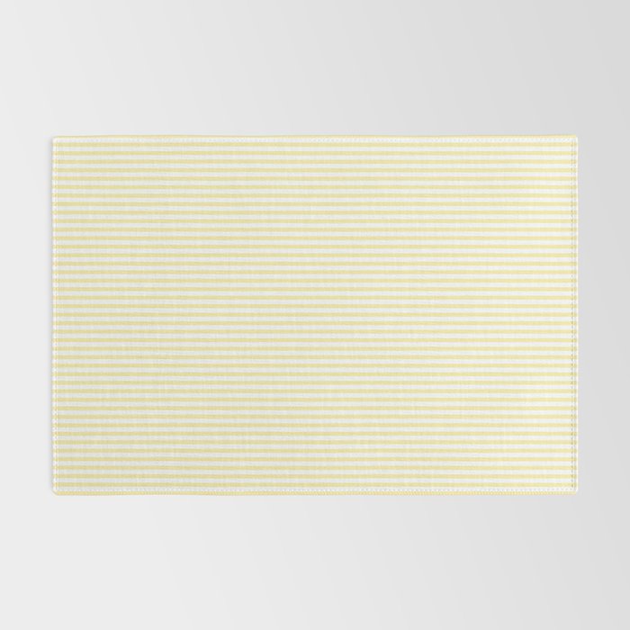 Fine Stripes Narrow Vertical Stripe Pattern in Light Butter Yellow and White Rug Gallery Image 2
