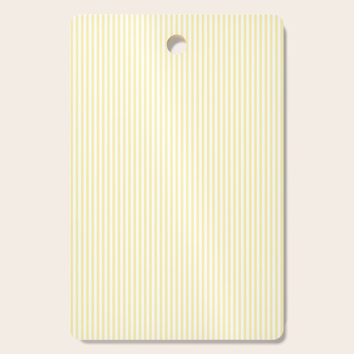 Fine Stripes Narrow Vertical Stripe Pattern in Light Butter Yellow and White Cutting Board Gallery Image 1