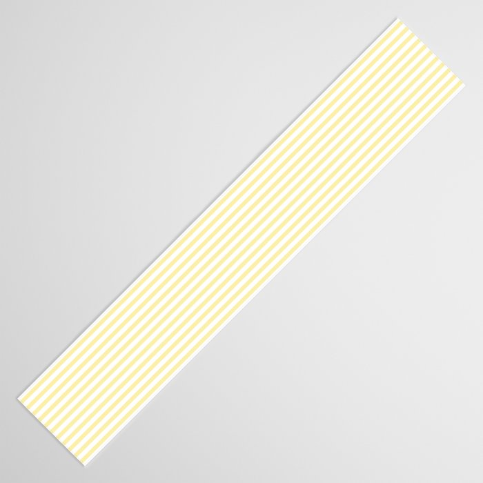Fine Stripes Narrow Vertical Stripe Pattern in Light Butter Yellow and White Table Runner Gallery Image 3
