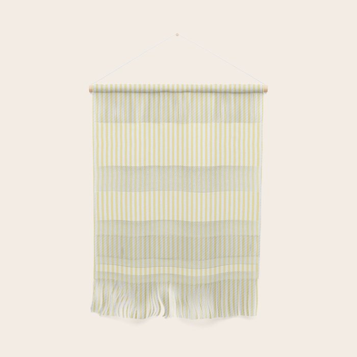 Fine Stripes Narrow Vertical Stripe Pattern in Light Butter Yellow and White Wall Hanging Gallery Image 1