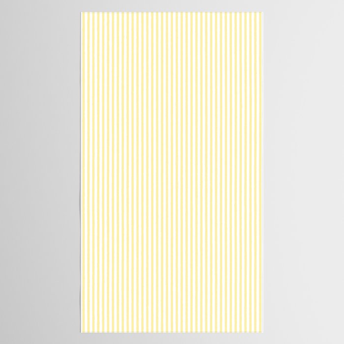 Fine Stripes Narrow Vertical Stripe Pattern in Light Butter Yellow and White Tablecloth Gallery Image 2