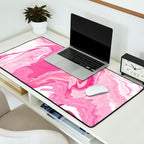 Pink White Marble Like Artwork Liquid Swirl Art Desk Mat Gallery Image 2