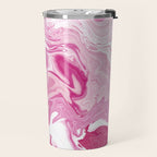 Pink White Marble Like Artwork Liquid Swirl Art Travel Mug Gallery Image 2
