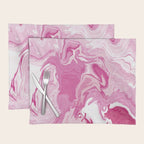 Pink White Marble Like Artwork Liquid Swirl Art Placemat Gallery Image 1