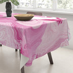 Pink White Marble Like Artwork Liquid Swirl Art Tablecloth Gallery Image 3