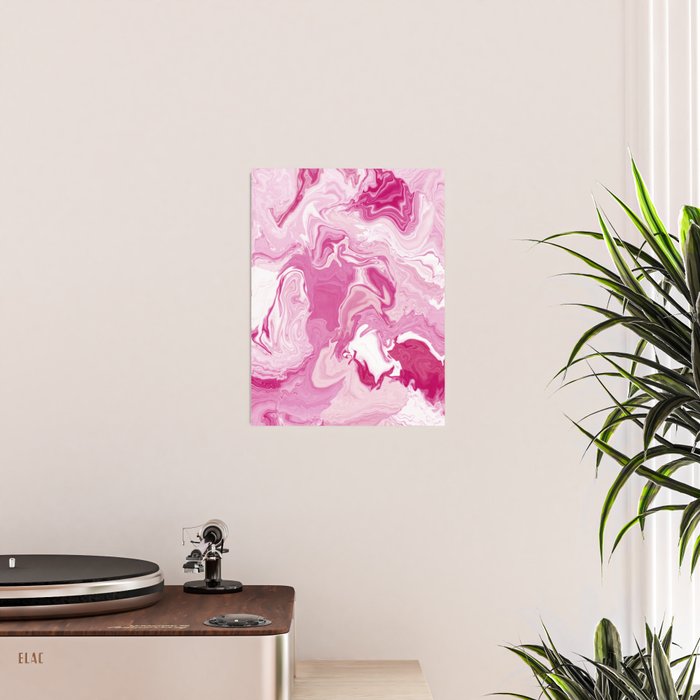 Pink White Marble Like Artwork Liquid Swirl Art Poster Gallery Image 2