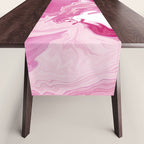 Pink White Marble Like Artwork Liquid Swirl Art Table Runner Gallery Image 1