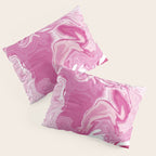 Pink White Marble Like Artwork Liquid Swirl Art Pillow Sham Gallery Image 3