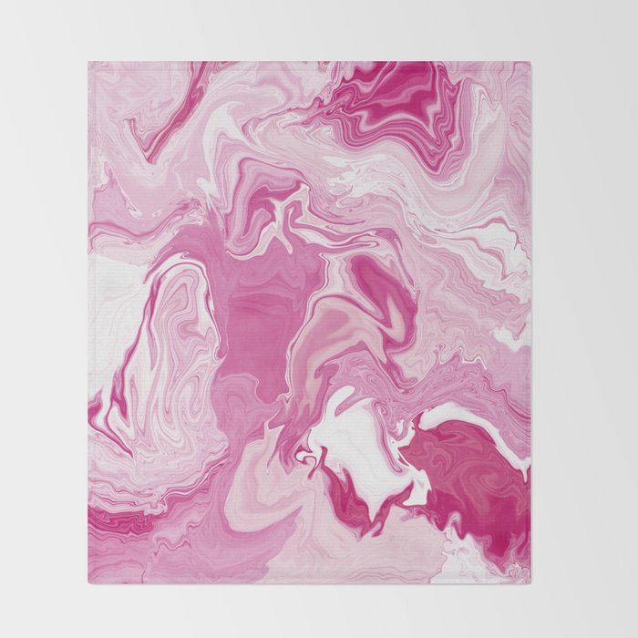 Pink White Marble Like Artwork Liquid Swirl Art Throw Blanket Gallery Image 2