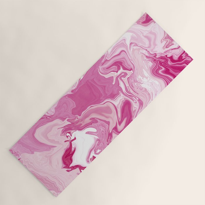 Pink White Marble Like Artwork Liquid Swirl Art Yoga Mat Gallery Image 1