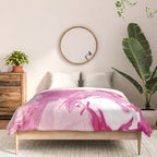 Pink White Marble Like Artwork Liquid Swirl Art Comforter Gallery Image 3