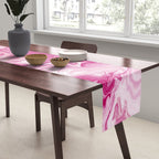 Pink White Marble Like Artwork Liquid Swirl Art Table Runner Gallery Image 2