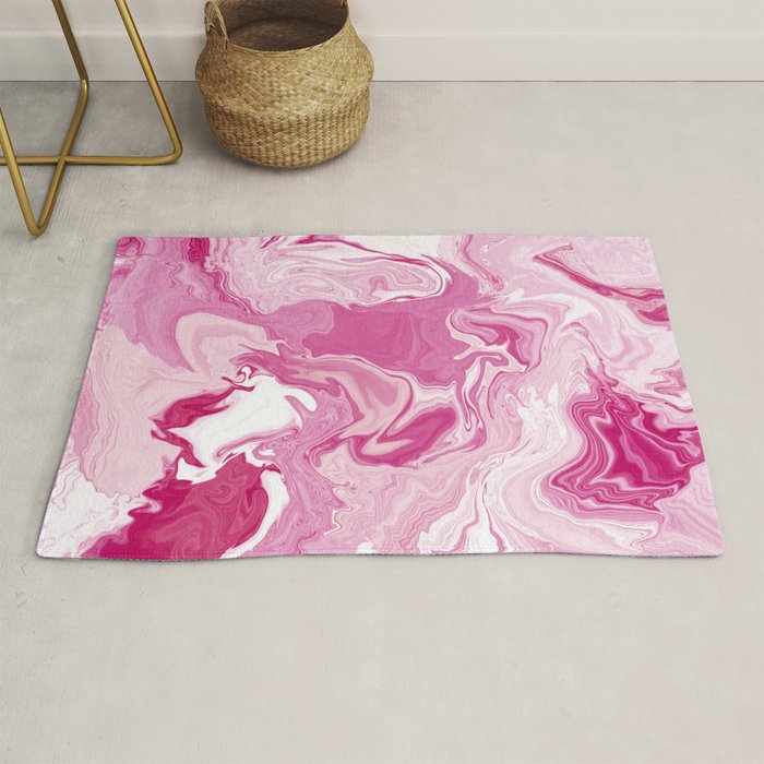Pink White Marble Like Artwork Liquid Swirl Art Rug Gallery Image 1