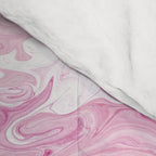 Pink White Marble Like Artwork Liquid Swirl Art Comforter Gallery Image 4