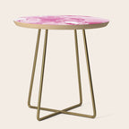 Pink White Marble Like Artwork Liquid Swirl Art Side Table Gallery Image 1