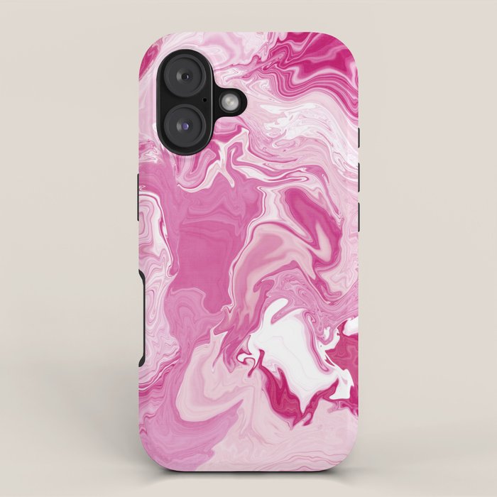 Pink White Marble Like Artwork Liquid Swirl Art iPhone Case Gallery Image 1