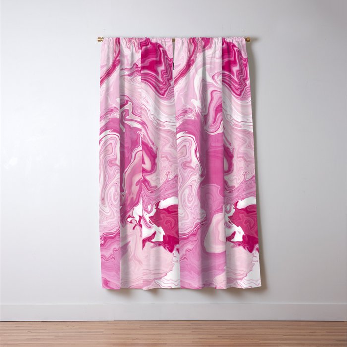 Pink White Marble Like Artwork Liquid Swirl Art Window Curtain Gallery Image 3