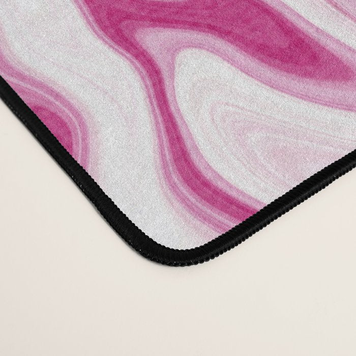 Pink White Marble Like Artwork Liquid Swirl Art Desk Mat Gallery Image 4