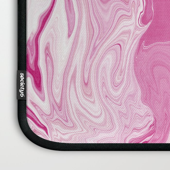 Pink White Marble Like Artwork Liquid Swirl Art Laptop Sleeve Gallery Image 3