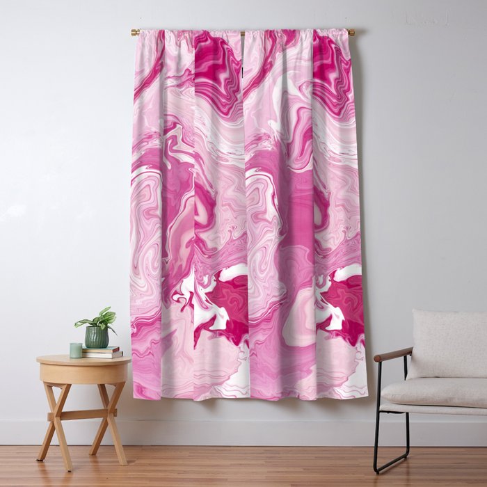Pink White Marble Like Artwork Liquid Swirl Art Window Curtain Gallery Image 5