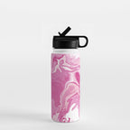 Pink White Marble Like Artwork Liquid Swirl Art Water Bottle Gallery Image 1