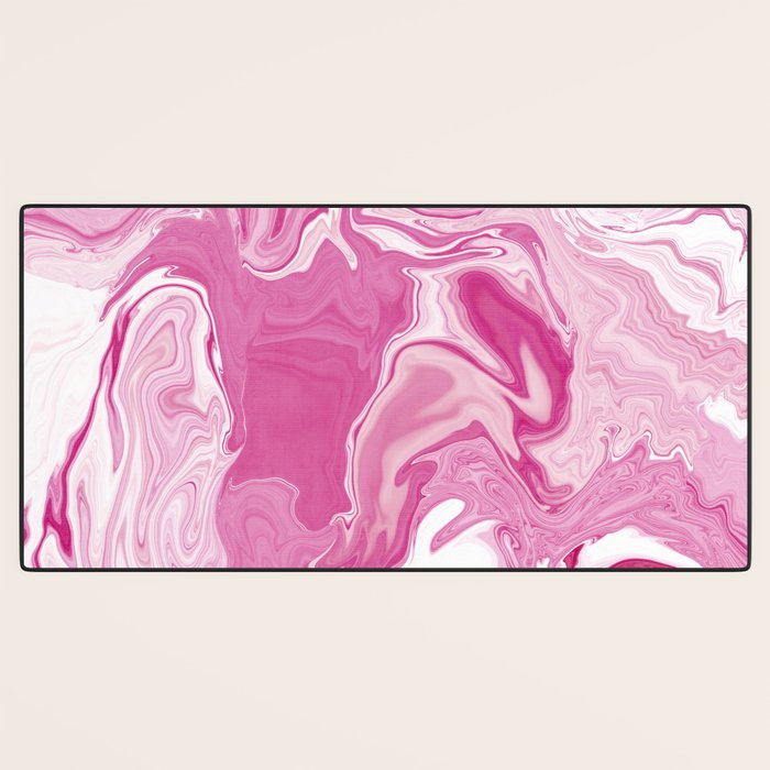 Pink White Marble Like Artwork Liquid Swirl Art Desk Mat Gallery Image 3
