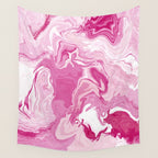 Pink White Marble Like Artwork Liquid Swirl Art Wall Tapestry Gallery Image 4
