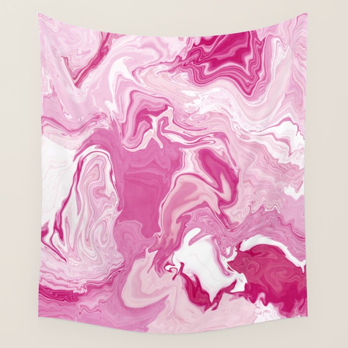 Pink White Marble Like Artwork Liquid Swirl Art Wall Tapestry Gallery Image 4
