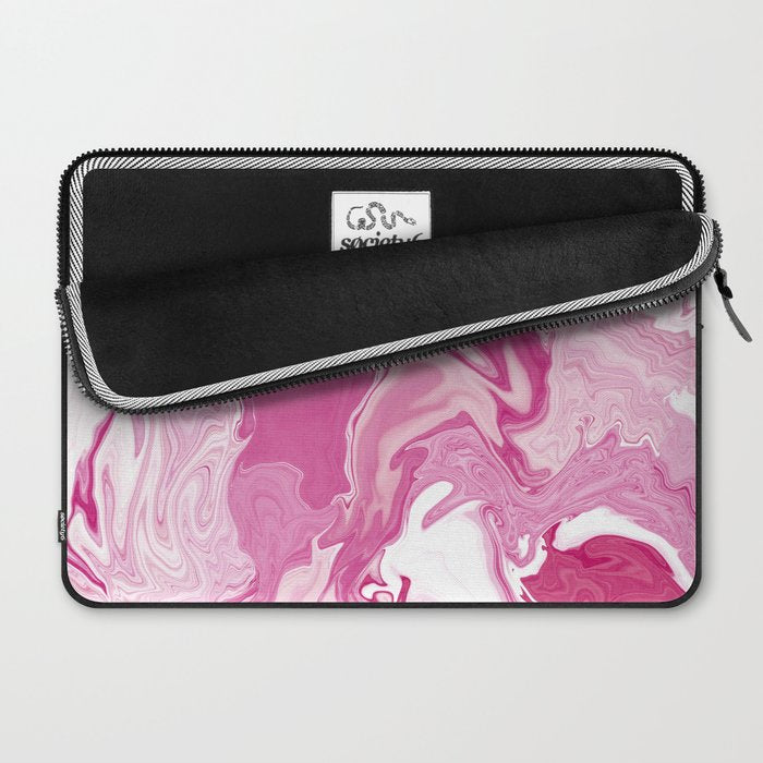 Pink White Marble Like Artwork Liquid Swirl Art Laptop Sleeve Gallery Image 2