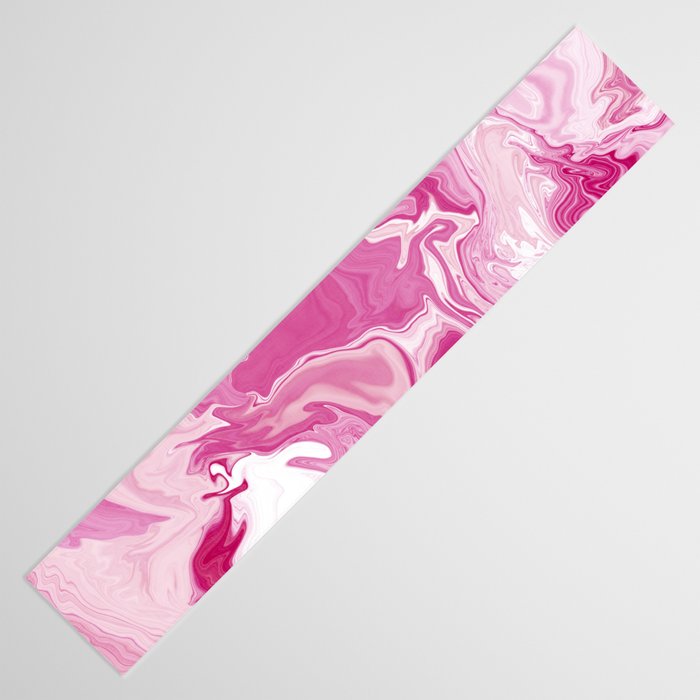 Pink White Marble Like Artwork Liquid Swirl Art Table Runner Gallery Image 3