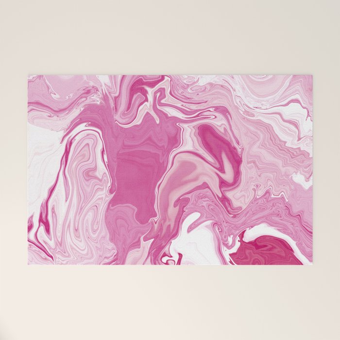 Pink White Marble Like Artwork Liquid Swirl Art Welcome Mat Gallery Image 1