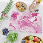 Pink White Marble Like Artwork Liquid Swirl Art Cutting Board Gallery Image 2