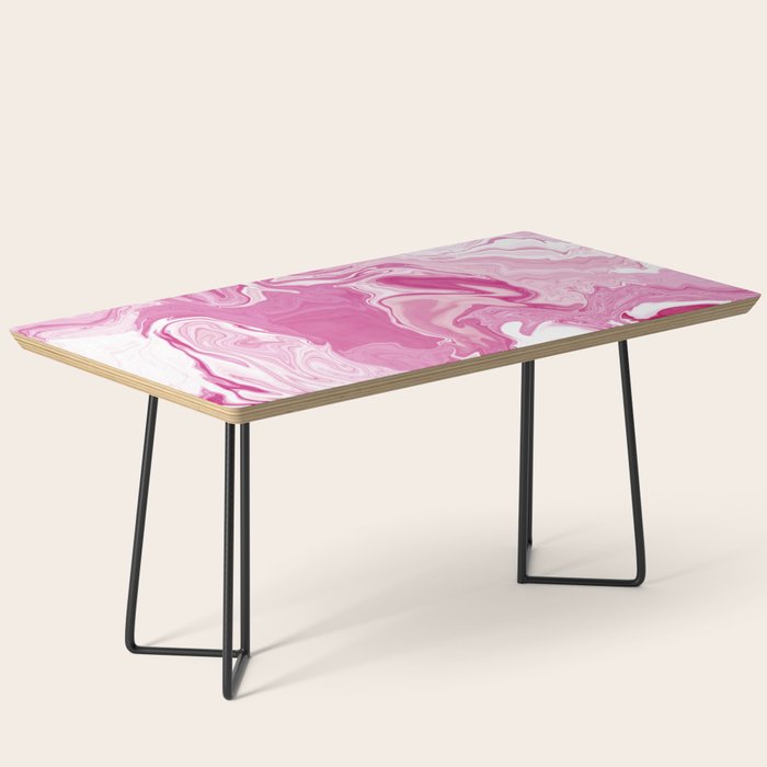 Pink White Marble Like Artwork Liquid Swirl Art Coffee Table Gallery Image 1