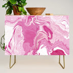 Pink White Marble Like Artwork Liquid Swirl Art Credenza Gallery Image 1