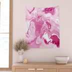 Pink White Marble Like Artwork Liquid Swirl Art Wall Tapestry Gallery Image 2