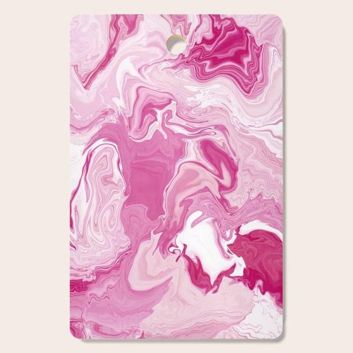 Pink White Marble Like Artwork Liquid Swirl Art Cutting Board Gallery Image 1