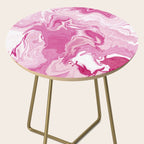 Pink White Marble Like Artwork Liquid Swirl Art Side Table Gallery Image 2