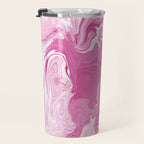 Pink White Marble Like Artwork Liquid Swirl Art Travel Mug Gallery Image 3
