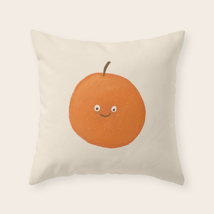 Kawaii Orange Throw Pillow Gallery Image 2