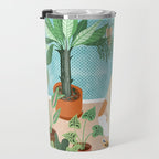 Urban Jungle Illustration, Tiger Home Decor, Woman & Modern Bohemian Wildlife Painting Travel Mug Gallery Image 3