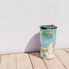 Urban Jungle Illustration, Tiger Home Decor, Woman & Modern Bohemian Wildlife Painting Travel Mug Gallery Image 4