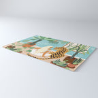 Urban Jungle Illustration, Tiger Home Decor, Woman & Modern Bohemian Wildlife Painting Rug Gallery Image 3